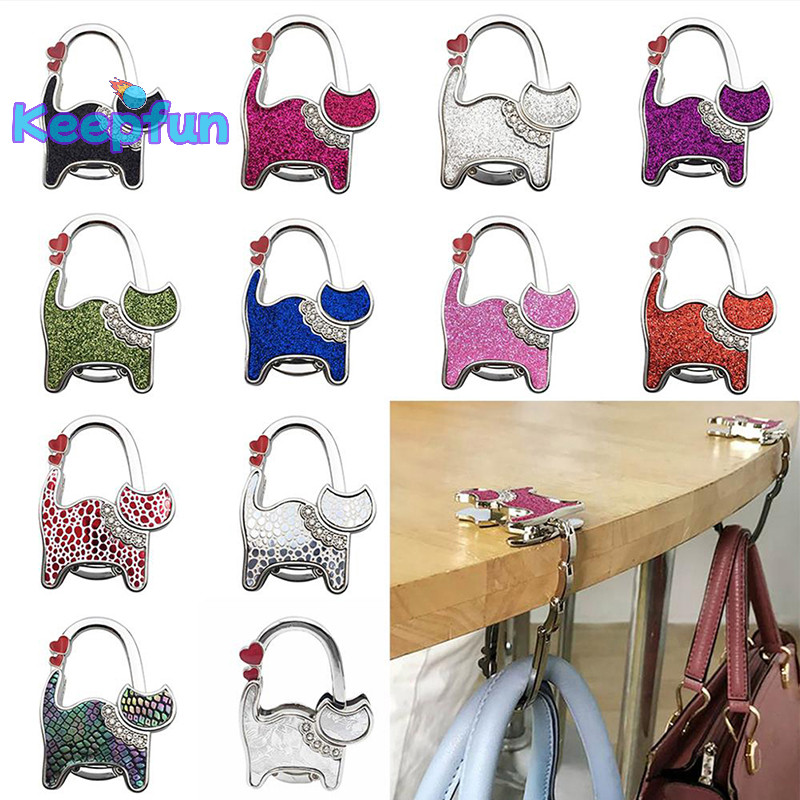 [Keepfun ] New Cat Shape Folding Handbag Hook Holder Purse Hanger Table Edge Hanging Hooks [ ใหม ่ ]