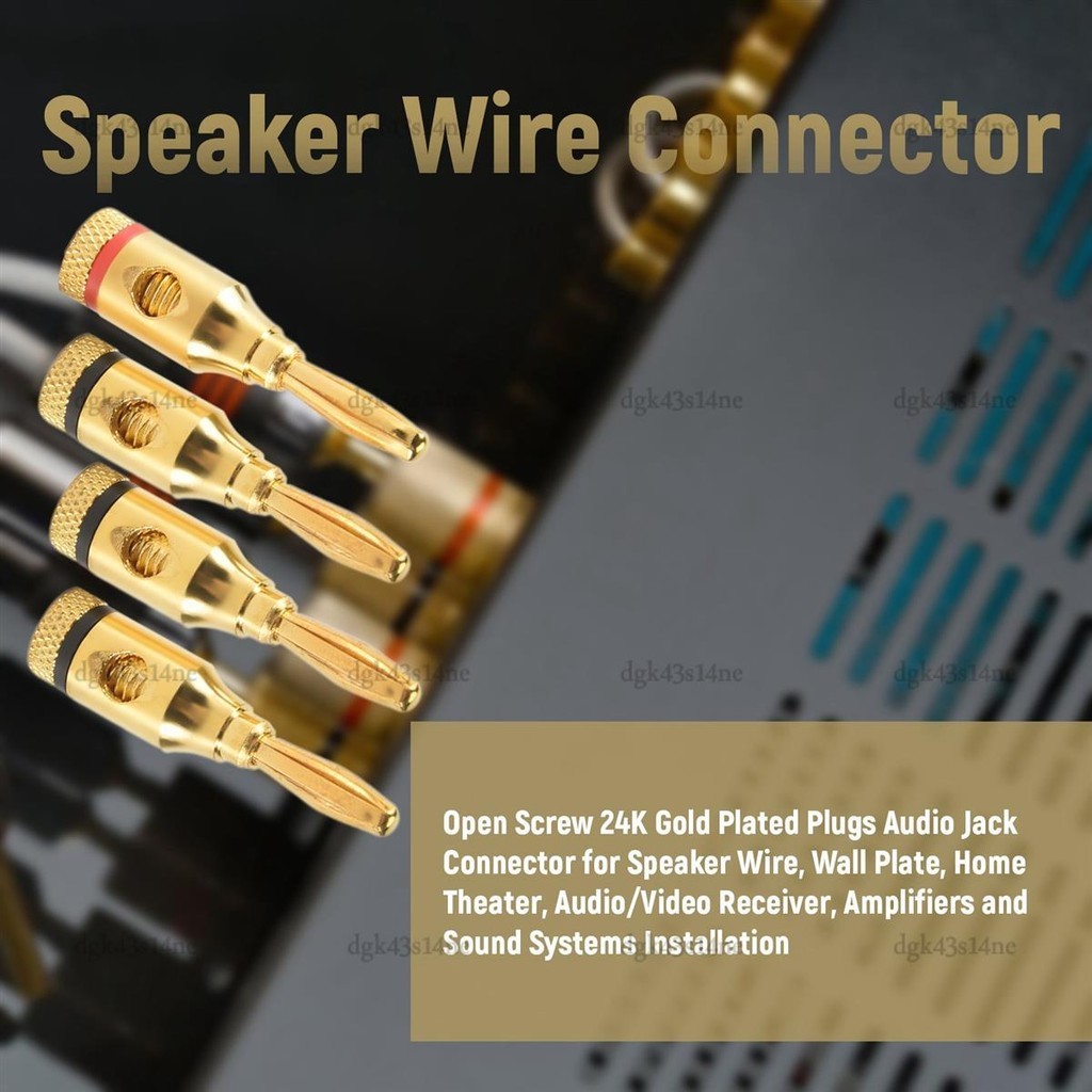 『dgk43s14ne 』Banana Plugs Open Screw 24K Gold Plated Plugs Audio Jack Connector สําหรับลําโพงสายสเตอริโอ , 24-Pack ( 12 Red,12 Black ) - รูปที่ 2