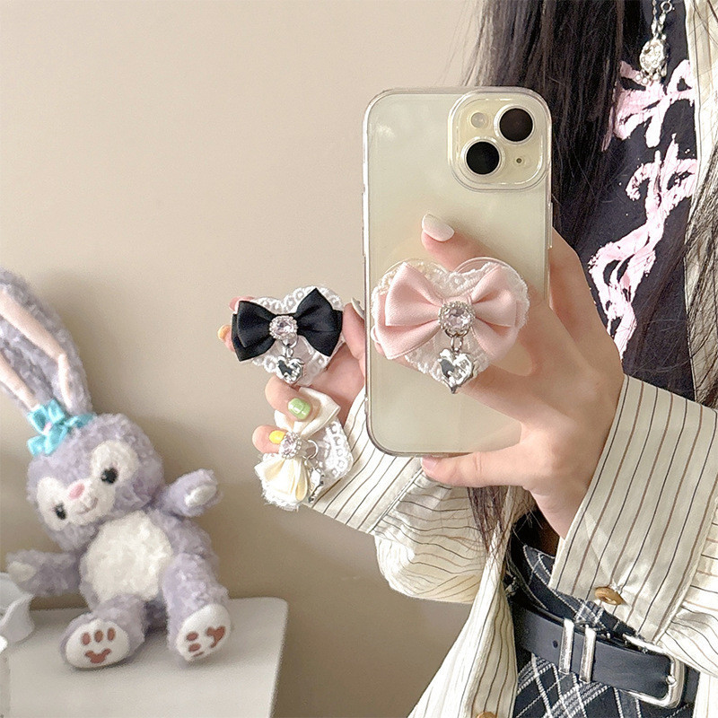 3d Love Bow การ ์ ตูนรอบสติกเกอร ์ ด ้ านหลังธรรมดาสี Griptok ผู ้ ถือโทรศัพท ์