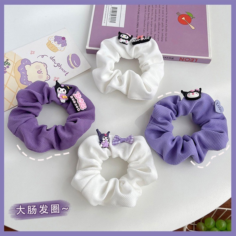 ใหม ่ Kuromi Sanrio เชือกผมแหวนยาง Scrunchie แถบคาดศีรษะผมยืดหยุ ่ นน ่ ารักวงกลมหวานอุปกรณ ์ เสริมผม