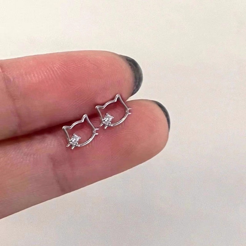 เราดอกไม ้ น ่ ารักคริสตัลเงินลูกแมวแมวต ่ างหูสตั ๊ ดสําหรับผู ้ หญิงทุกวันสวมใส ่ เลือกฟรีต ่ างหูเครื ่ องประดับอุปกรณ ์ เสริม - รูปที่ 6