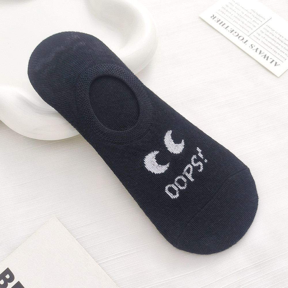 ถุงเท้า ถุงเท้าผู้หญิงถุงเท้าเรือส้นหล่นถุงเท้าผ้าฝ้ายบางฤดูใบไม้ผลิฤดูใบไม้ร่วงน่ารักตาโตผู้หญิงสีทึบกันลื่นอินวิส - รูปที่ 2