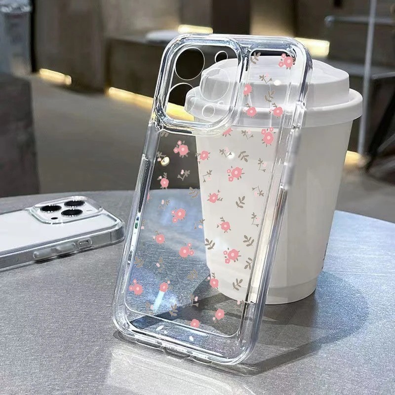 SAMSUNG สําหรับsamsung Galaxy A54 A05 A05S A34 A14 A55 A35 A15 A25 A75 A52 A52S A53 A73 A33 A72 A23 A13 A32 A51 A71 INSดอกไม้ขนาดเล็กโปร่งใสนุ่มดอกไม้ซิลิโคนที่สวยงาม