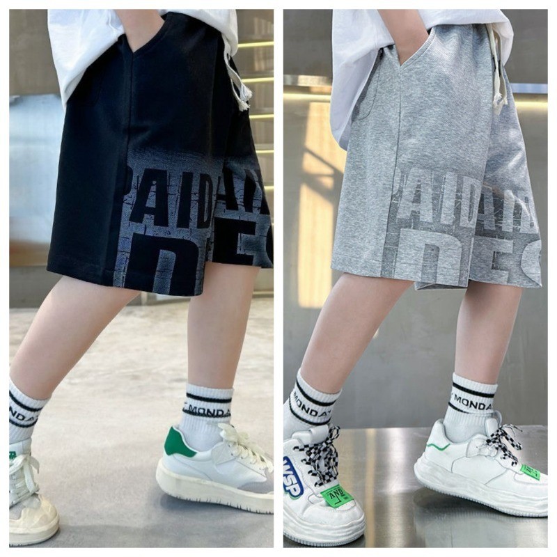 Boy Shorts(14y) Cotton Boy Shorts Letter Printing Fashion Korean Style Loose Teen Shorts Wear