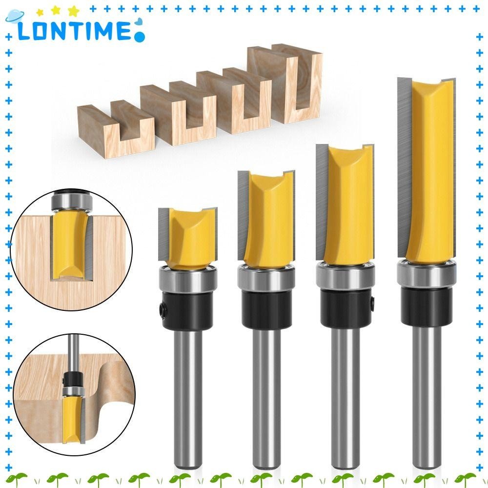 เครื่องตัดกัด LONTIME, ดอกเราเตอร์ตัดแต่งฟันตรงสองคม, ก้านไม้ 6.35 ม. พร้อมเครื่องตัดสล็อตแบริ่งเครื่องมืองานไม้
