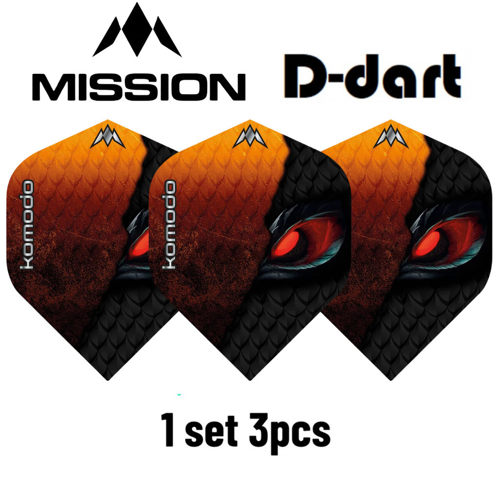 Mission Dart Flights - Komodo STANDARD 100 Micron Solo Darts Flight สําหรับลูกดอกนุ่มและเหล็ก