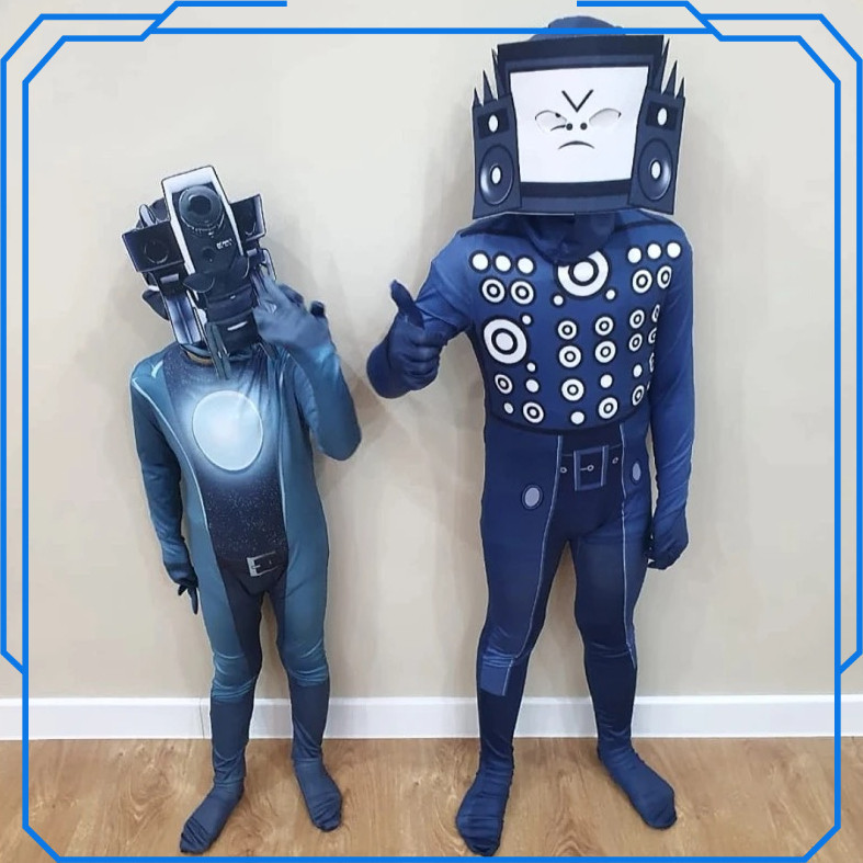 คอสตูมคอสเพลย์สําหรับเด็ก: Skibidi Toilet Titan Speakerman,Cameraman, จั๊มสูทผู้ชายทีวีและหน้ากากสวม