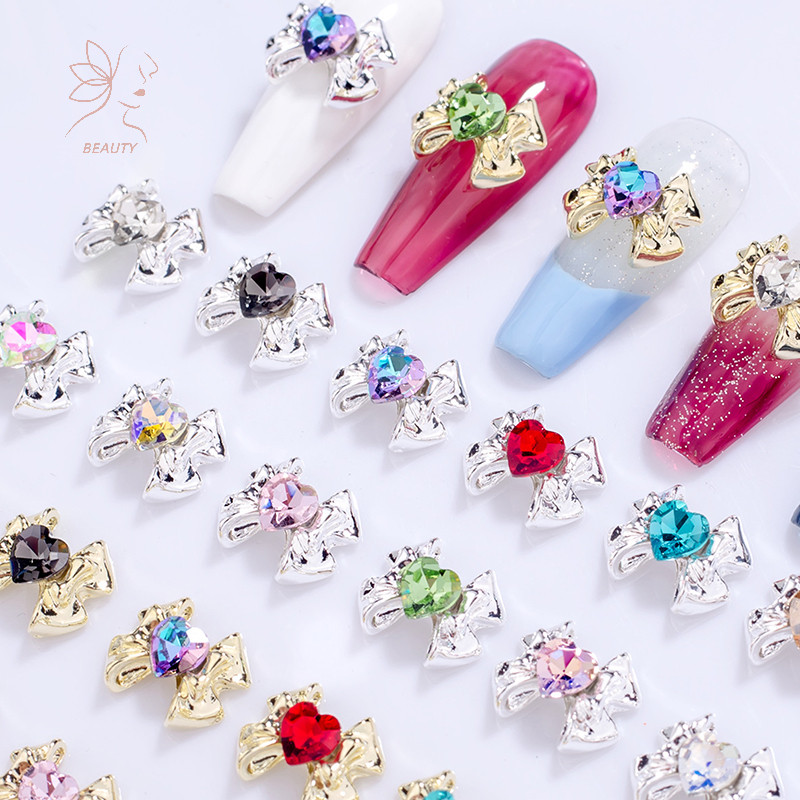 [maybeauty] 5 ชิ้น 3D เล็บ Charm สีชมพู Nude ริบบิ้นเรซิ่น Bowknot ผีเสื้อ Rhinestone ตกแต่งเล็บอุปกรณ์เสริมสําหรับ DIY Manicur {TH}