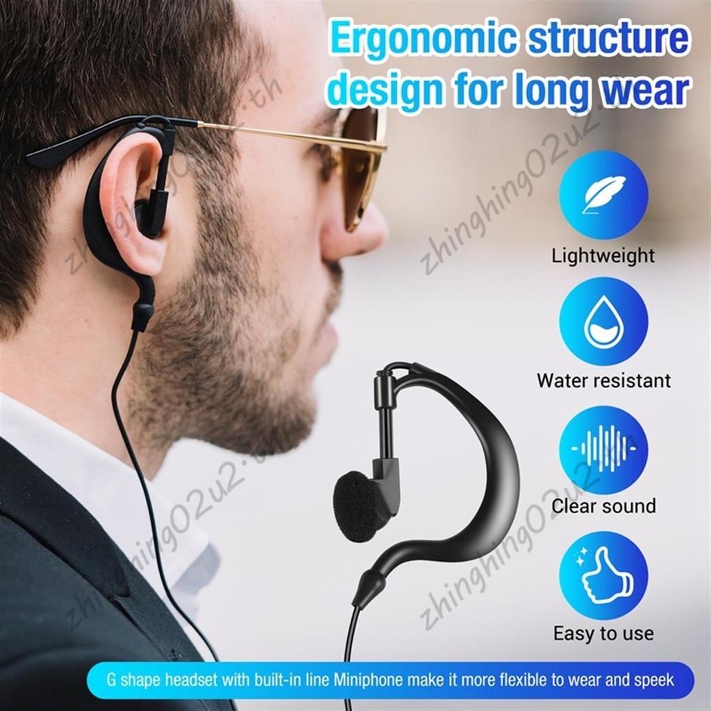 ชุดหูฟังหูฟังวิทยุสองทางพร้อม PTT Miniphone 2-Pin Walkie Talkies CLS1110 CP200 CP185 GP88-Soft Comfort Fit สําหรับสวมใส่ยาว & Crystal Clear