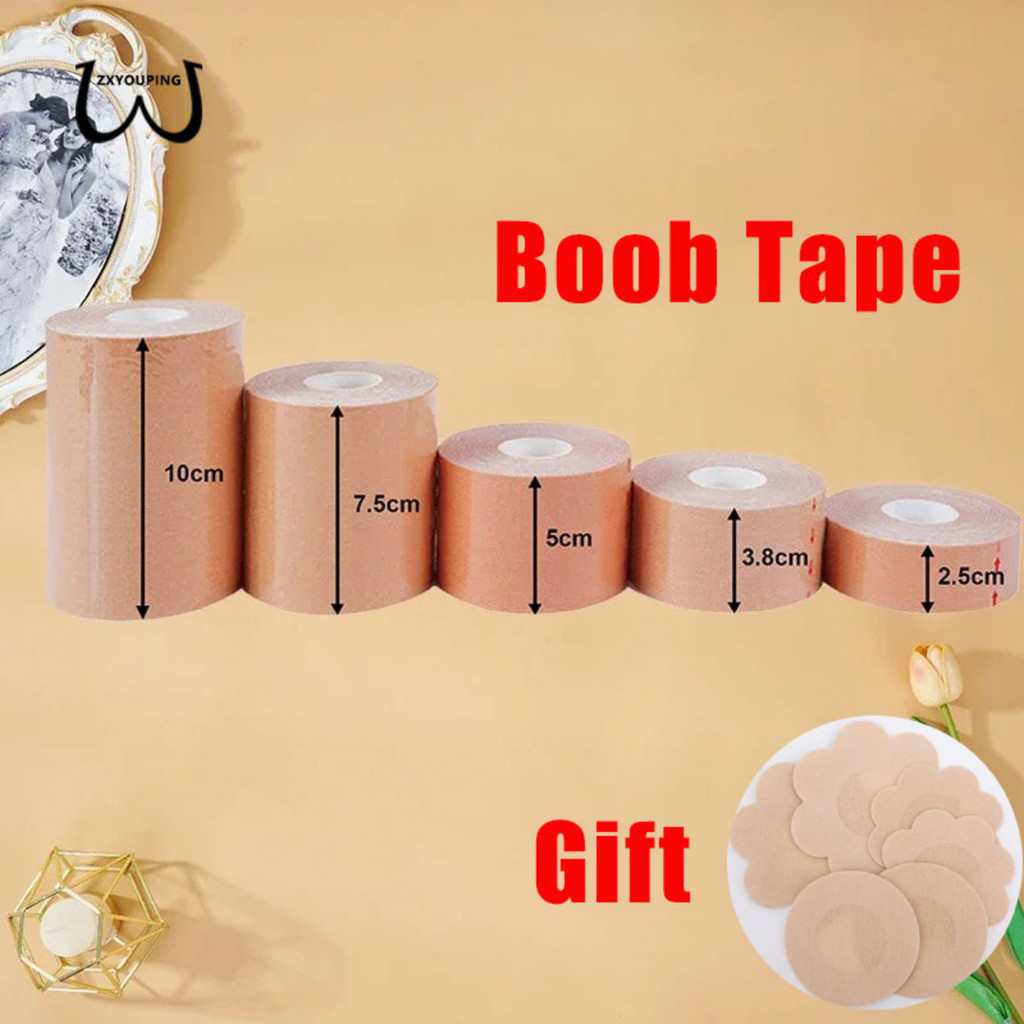Zxyouping 1 ม้วน 5M ผู้หญิง Boob เทป,เต้านมหัวนม, Push Up Bra เทปหัวนม,ที่มองไม่เห็นลิฟท์เทปกาว Bras Intimates เซ็กซี่ Bralette Pasties สติกเกอร์หัวนม