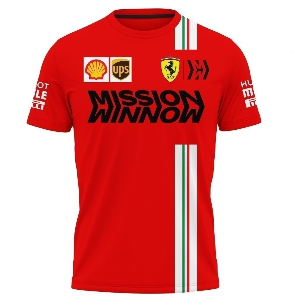 เสื้อยืด Ferrari Michael Mens Schumacher Shell F 1 Bridgestone Tee Camiseta สีแดง