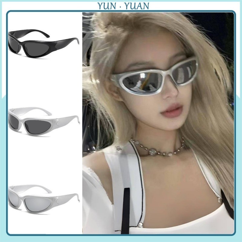 [YUNYUAN] แว่นกันแดดพังก์ความรู้สึกเทคโนโลยี Y2K สําหรับผู้ชายและผู้หญิงคนดังทางอินเทอร์เน็ตอินเทรนด