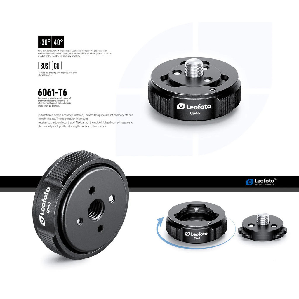 Leofoto QS-70/QS-60/QS-50/QS-45 Quick Link System Set, Tripod Ball Head Quick Release Mount Set