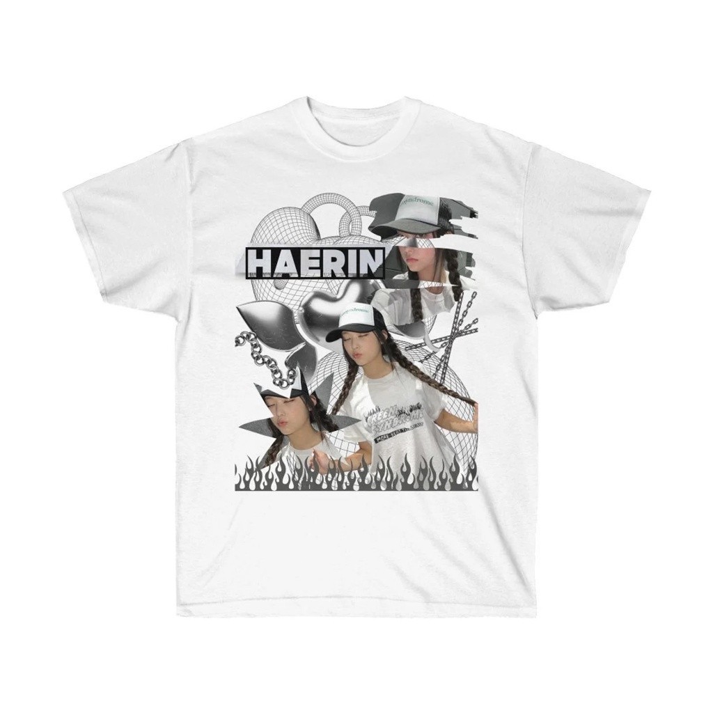 👕👕 【cotton Tshirts👕】newjeans Haerin Fashion T-Shirt Oversized | kpop Product Honey New Jeansการจัดส่