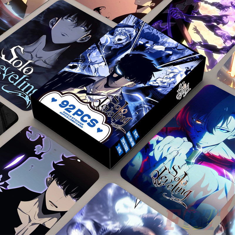 92ชิ้น/กล่อง อะนิเมะ Solo Leveling - การ์ด Lomo สองด้าน 60 ชิ้นและสติ๊กเกอร์ 32 ชิ้น แฟนโปสการ์ดขนาดเล็กคอลเลกชันรูปถ่าย