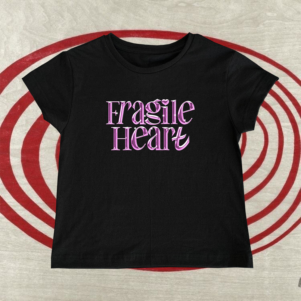 HOT    ️‍ Fragile Heart Club USA Cotton Tee ผู้หญิง crop top with exposed navel