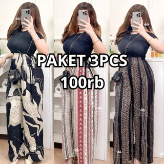 Paket Hemat Isi 3 Pcs Celana Kulot Hommy Part 1 KALLYOUTFIT Cod Termurah Celana Hommy Size Jumbo XXL Motif Terbaru Viral