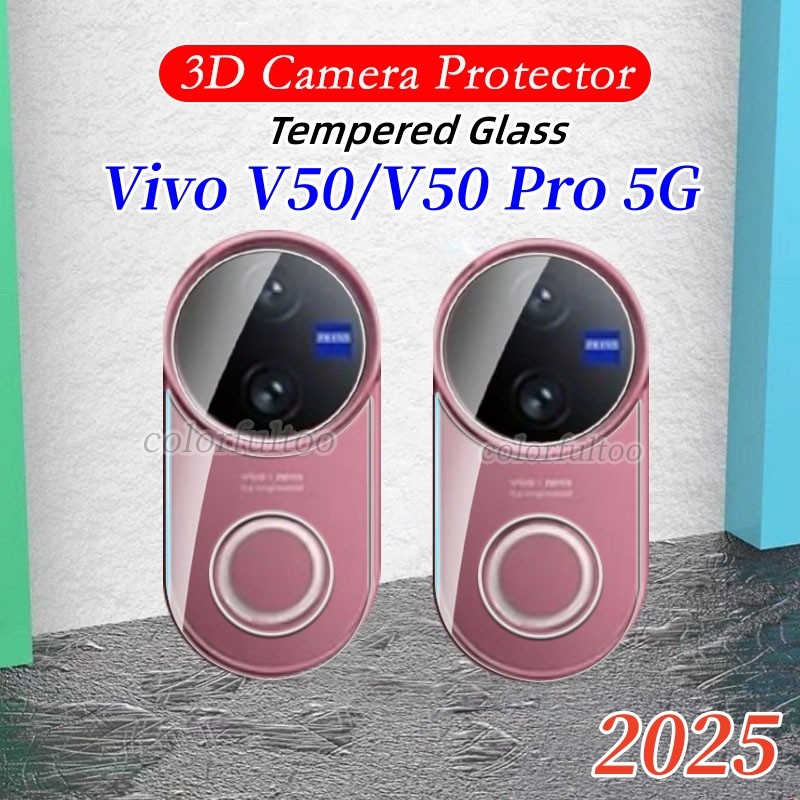 Vivo V50 2025 Clear กล้องป้องกันฟิล์มสําหรับ Vivo V70 V60 V50 Pro V50Pro V50Lite V70Elite V70FE4G 5G 3D โค้ง HD คลุมทั้งหมดกล้องกระจกนิรภัยป้องกันหน้าจอกลับฟิล์มเลนส์