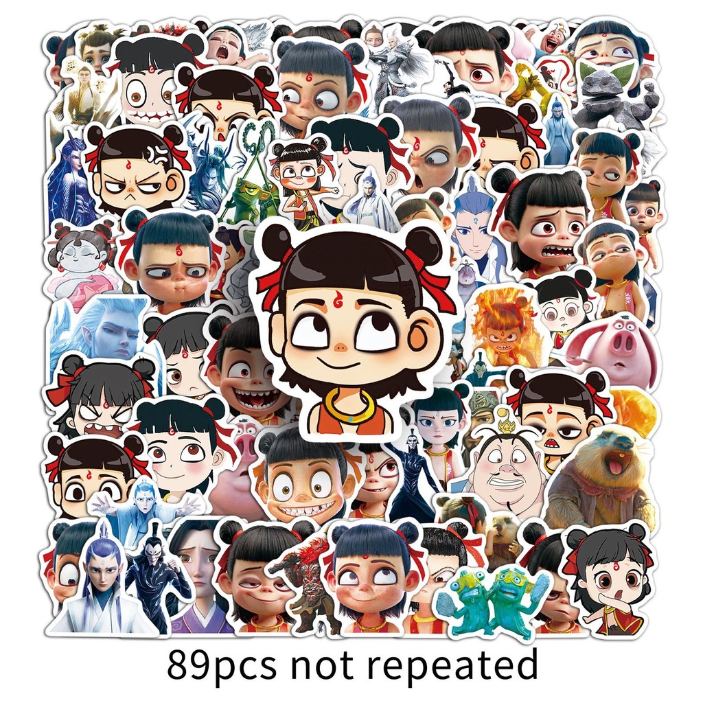 Nezha Cartoon Stickers Set 89 ชิ้น Nezha 2 สติ๊กเกอร์การ์ตูนสําหรับเด็ก Popmart