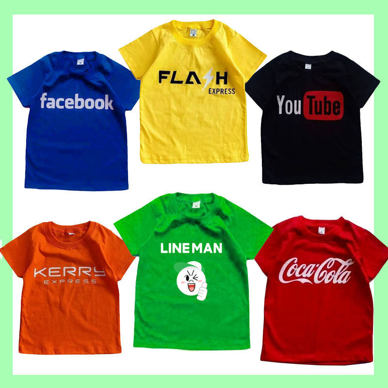 size 100-150cm colormix เสื้อผ้าเด็ก เสื้อเด็ก เสื้อยืดเด็ก ลายพนักงานขนส่ง kerry flash coke FB UTub