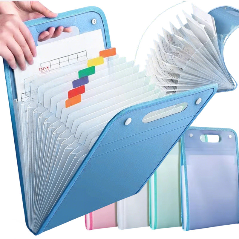 13 ชั้น ก4 มาการอง แนวตั้งผูกเอกสารกระเป๋า-นักเรียนสอบถุงเก็บกระดาษ-แบบพกพากันน้ําไฟล์ออแกไนเซอร์-สํานักงานอุปกรณ์การเรียน