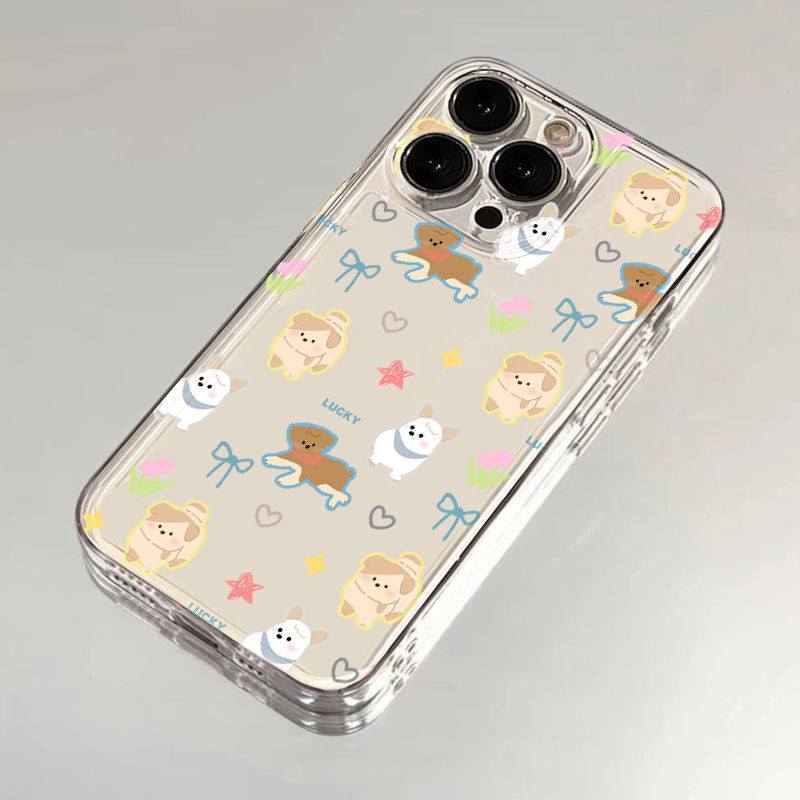 TheOne🔥IPhone 14 11 13 15 12 Pro Max XR X XS Max 7 8 Plus การ์ตูนหมาผีเสื้อน่ารัก คู่ คำนับความสนุก คนรัก ความหรูหราเคส