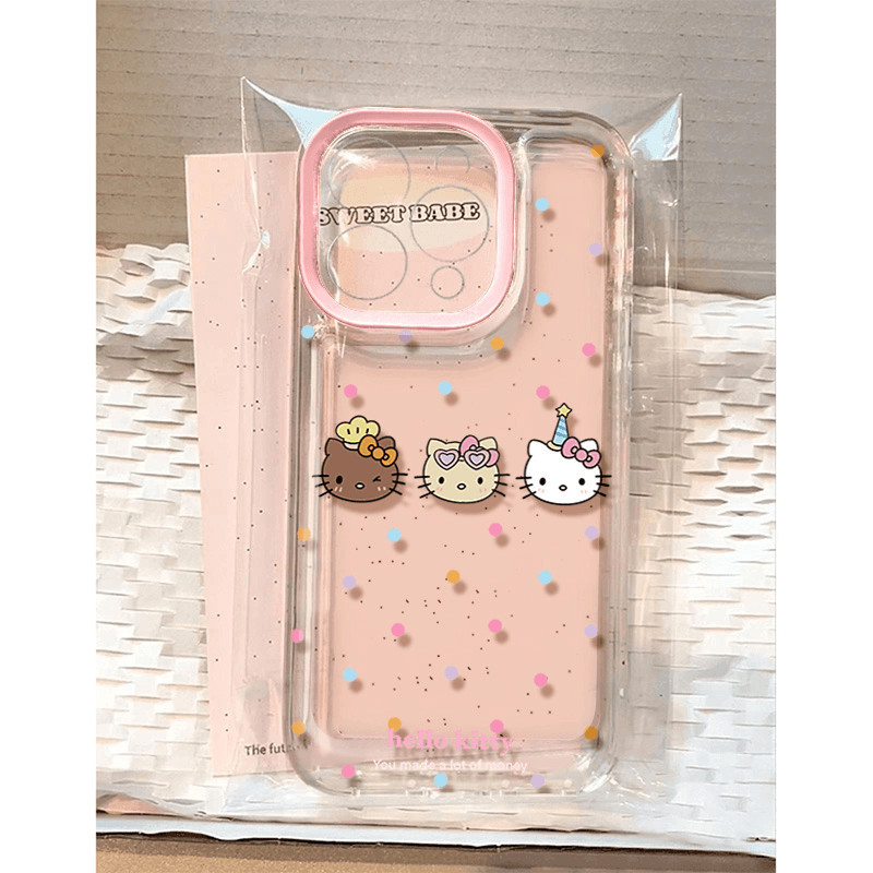 AWIFI🔥เคสไอโฟน IPhone 15 14 11 12 13 Pro Max XS XR X Max 7 8 Plus 2020 น่ารักจัง helloKitty การ์ตูน จุดคลื่น ง่าย ๆ เคส