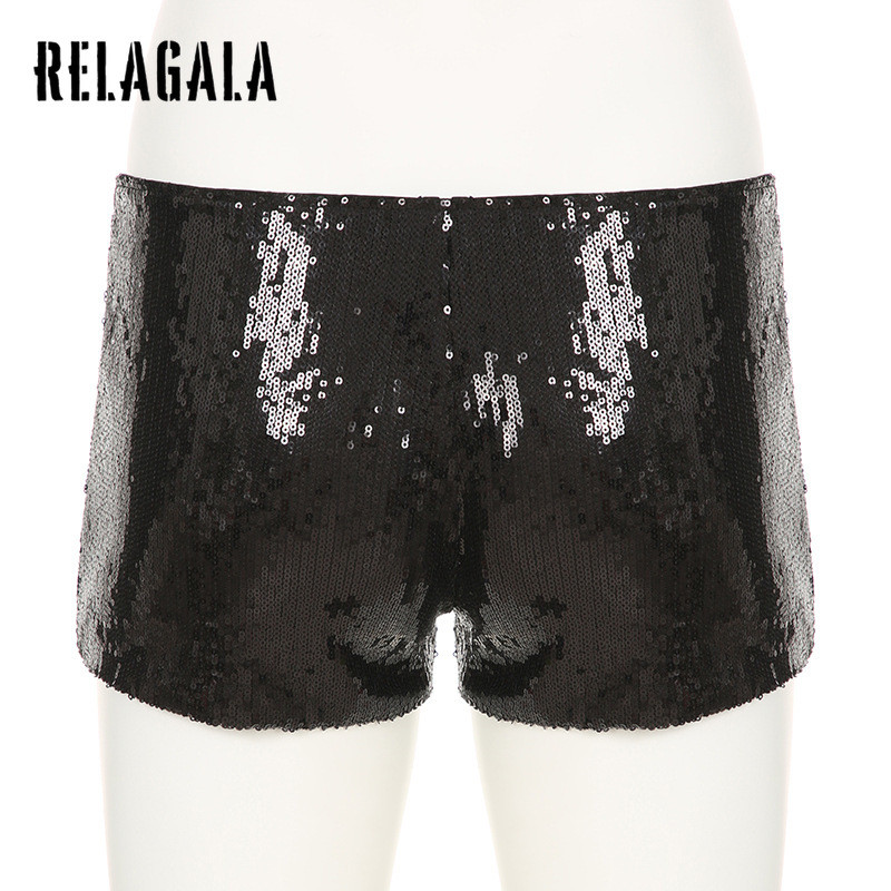 RELAGALA Womens 2025 เซ็กซี่กลิตเตอร์เอวต่ําแฟชั่นใหม่กางเกงขาสั้นสตรีท - รูปที่ 5