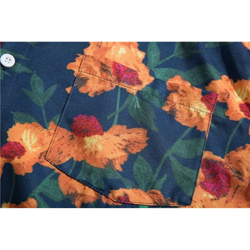 ภาพสีน้ํามัน ย้อนยุค บาล์ม พิมพ์เสื้อสไตล์ฮ่องกงแขนสั้นเสื้อขี้เกียจ