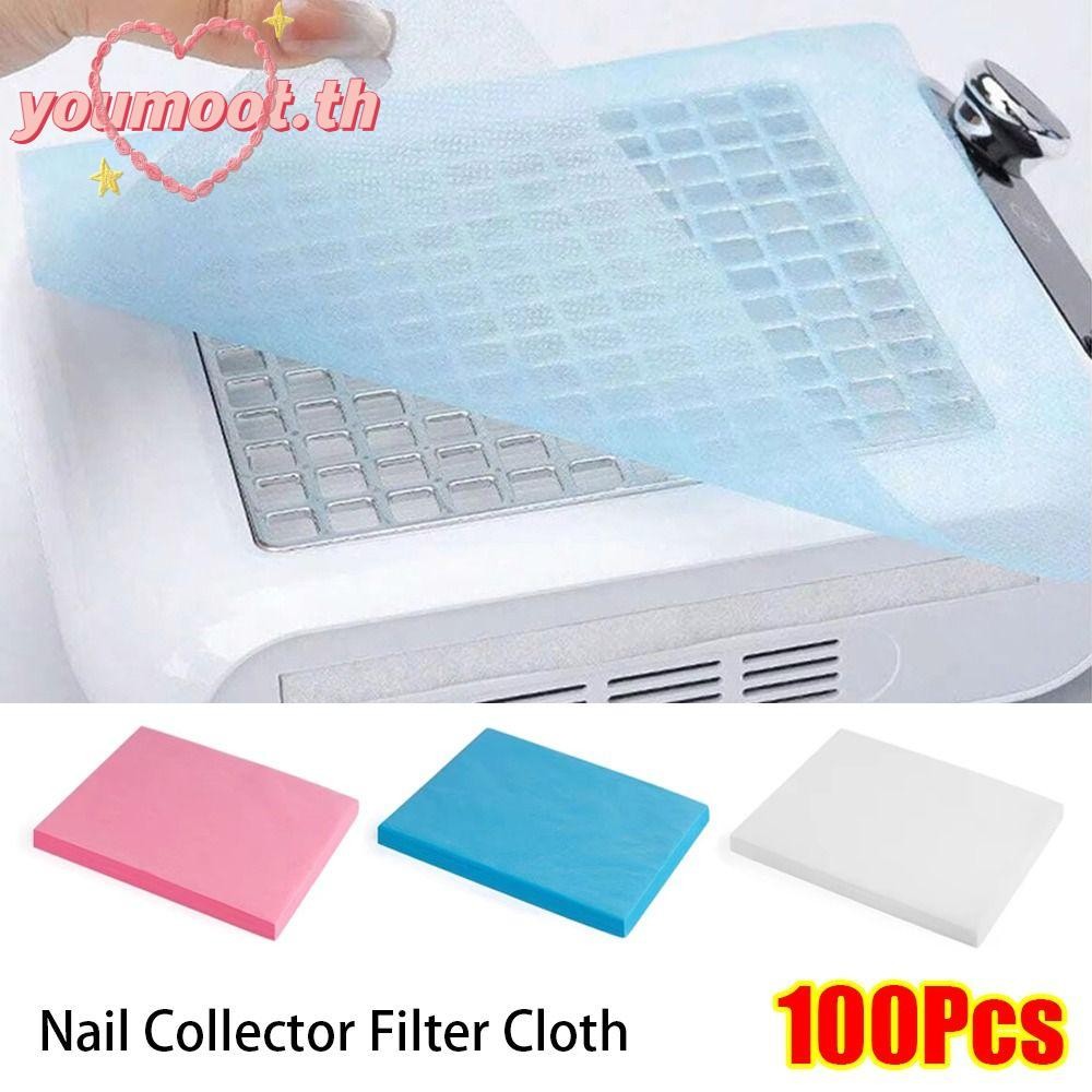 ⚪🔵คุณมูต แผ่นกรองฝุ่นเล็บ 100 ชิ้น - ไม่ทอ, คุณภาพสูง, สีชมพู/ฟ้า/ขาว, ใช้แล้วทิ้ง, ดูดฝุ่นเล็บ