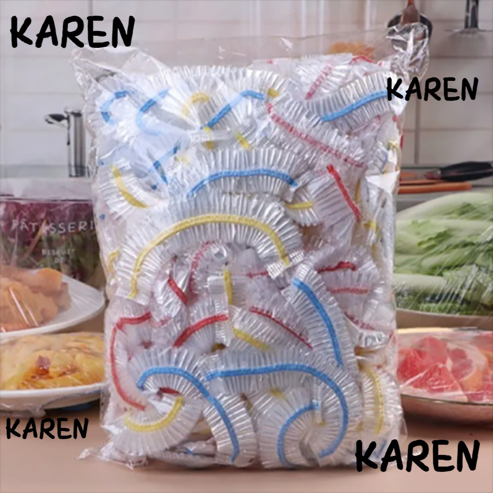 Karen 100 ชิ้นฝาครอบอาหารแบบใช้แล้วทิ้ง,ยืดหยุ่นปากถุงพลาสติกที่มีสีสัน,ฝาปิดอาหารยืดหยุ่นพลาสติกเกรดอาหารทิ้งสด-เก็บ Cling ฝาครอบ