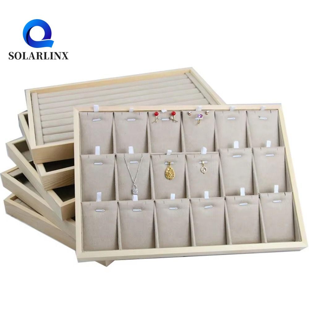 Solarlinx ที่ใส่จี้ไม้,แอปริคอทถาดแสดงเครื่องประดับความจุขนาดใหญ่,ทนทานอเนกประสงค์ประหยัดพื้นที่หลายสไตล์เครื่องประดับลิ้นชักแหวนแทรก
