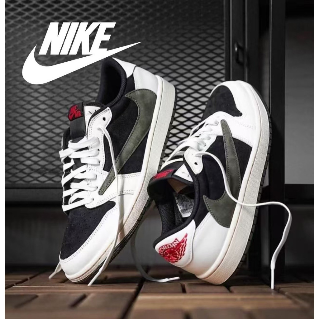 ของแท้อย่างเป็นทางการ Nike travis SCOTT x JORDAN AIR JORDAN 1 unisex Fashion Casual Shoes