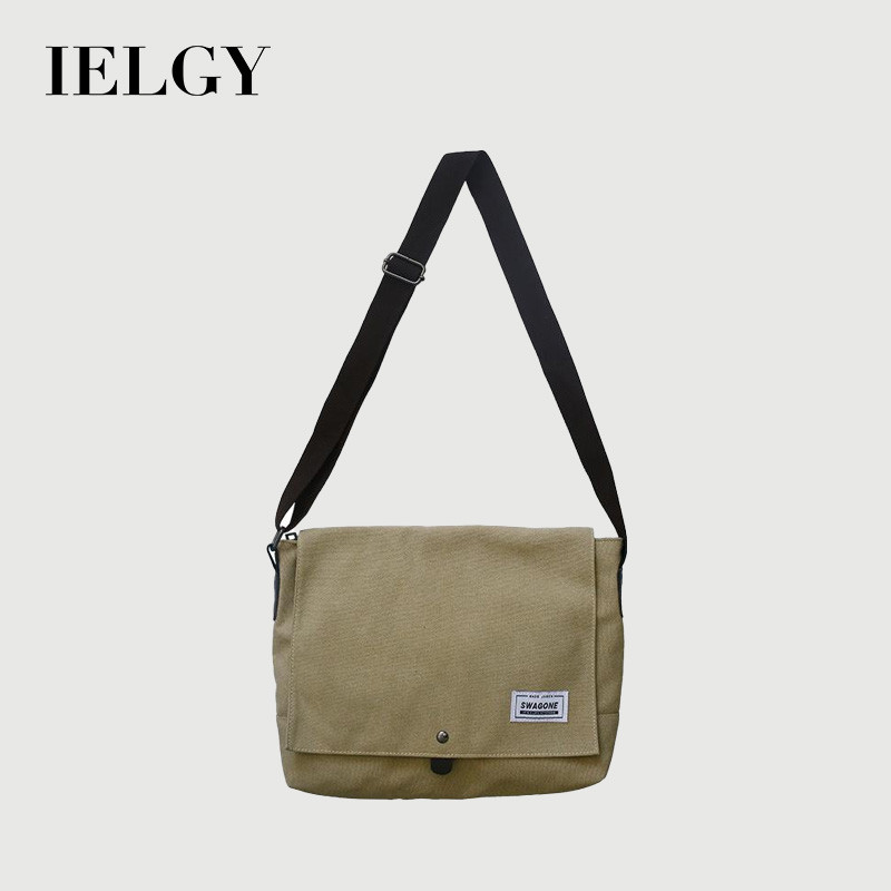 IELGY ญี่ปุ่นผ้าใบลําลองขนาดใหญ่-ความจุบุรุษไปรษณีย์ ผู้สื่อสาร กระเป๋าสําหรับผู้ชาย