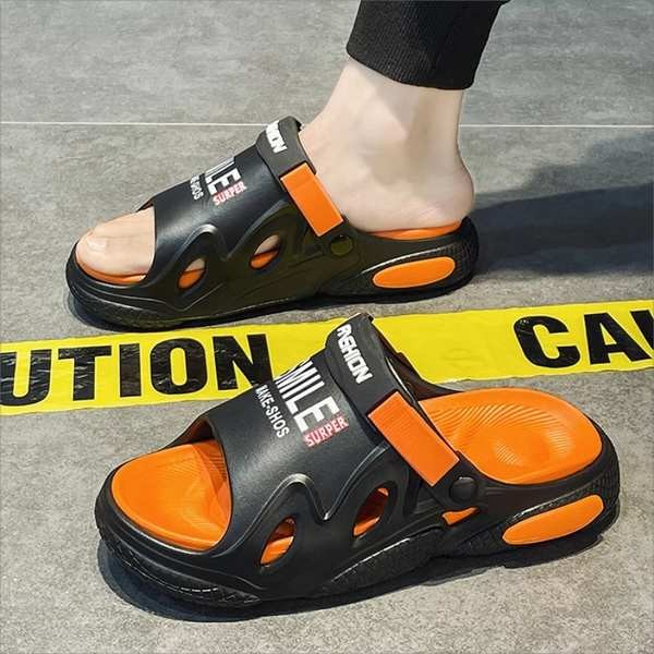 รองเท้าแตะ slipper Street Wear รองเท้าแตะผู้ชายฤดูร้อนสองสวมใส่ขับรถทํางานหนา Soled Shit-Stepping Feeling สวมใส่กลางแจ้ง