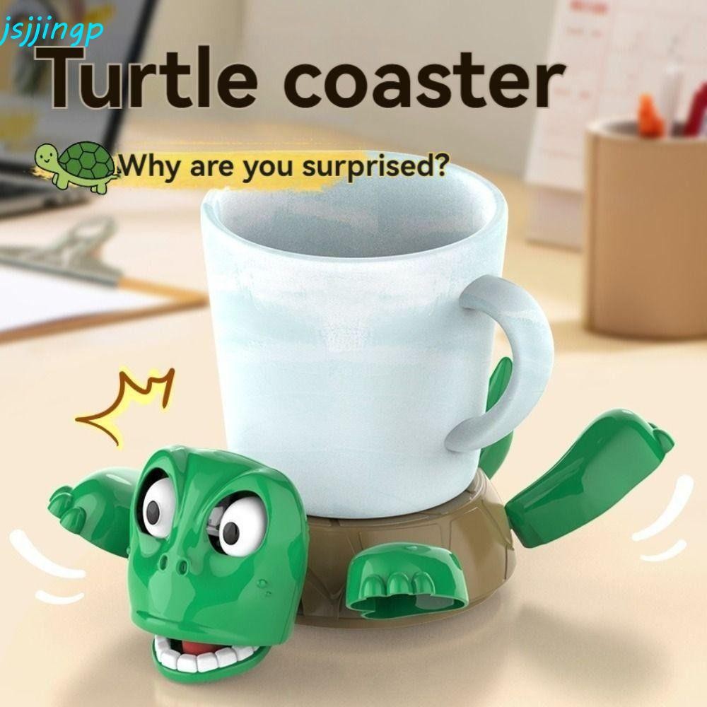 Jsjjingp Panickedเต่า Coaster, Gaping Eyes Frightened ถ้วย Pad Quirky ของเล่น, ฉนวนกันความร้อน Mat ABS แก้วเครื่องประดับเต่าฐานถ้วยตกแต่งบ้าน
