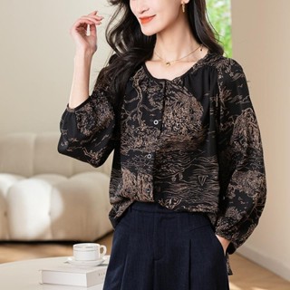 โมเด็มมุสลิมสุภาพสตรีแขนโคมไฟเสื้อชีฟองสีดําขนาดใหญ่รอบคอเสื…