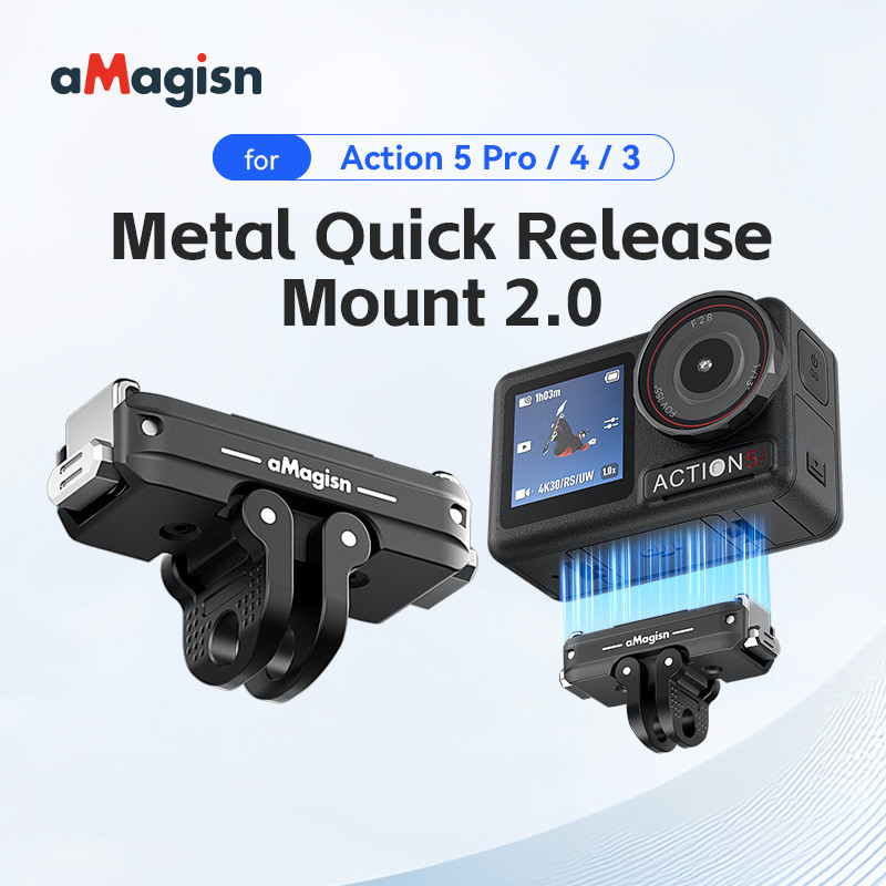 เข้ากันได้กับ DJI DJI Action5 Pro/4/3 โลหะแม่เหล็ก Quick Release อุปกรณ์เสริมฐานอินเทอร์เฟซคู่