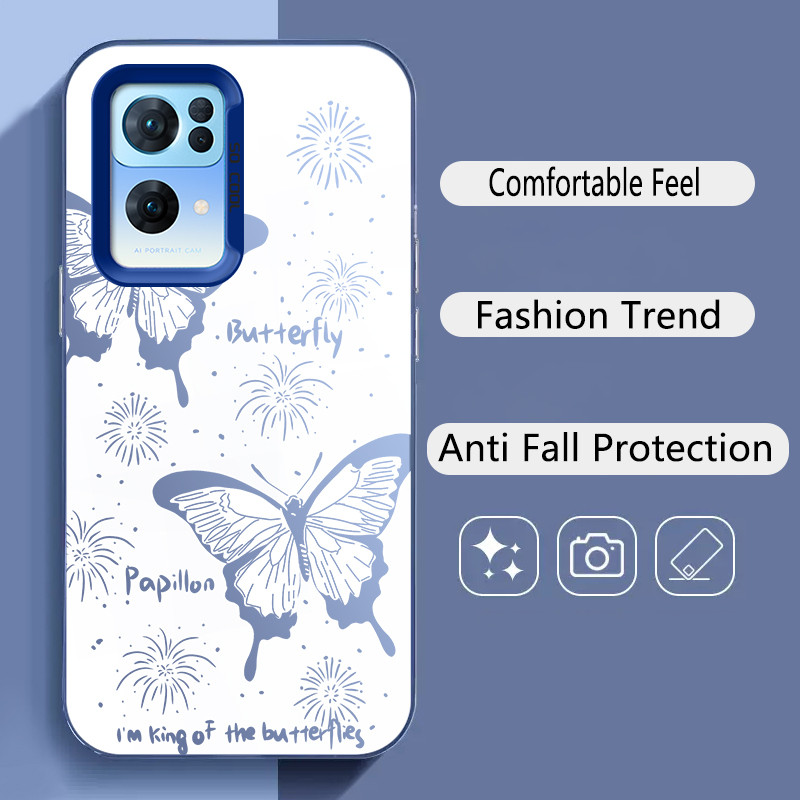 สําหรับ Oppo Reno 7 Pro 5G, ผีเสื้อพลุ, เคสโทรศัพท์ IMD ป้องกันการตกแบบด้านคุณภาพสูง