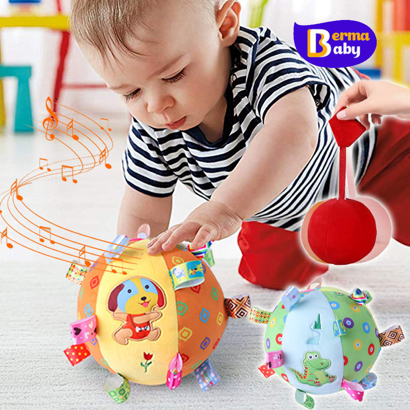 Berma baby ลูกบอลผ้า บอลชวนคลาน สีสันสดใส มีเสียง เคลื่อนไหว ลูกบอลเขย่า ของเล่นเพื่อการศึกษา