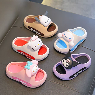 SANRIO Kuromi รองเท้าแตะเด็กฤดูร้อนลื่นระบายอากาศรองเท้าแตะสำหรับใช้ในร่มและกลางแจ้ง