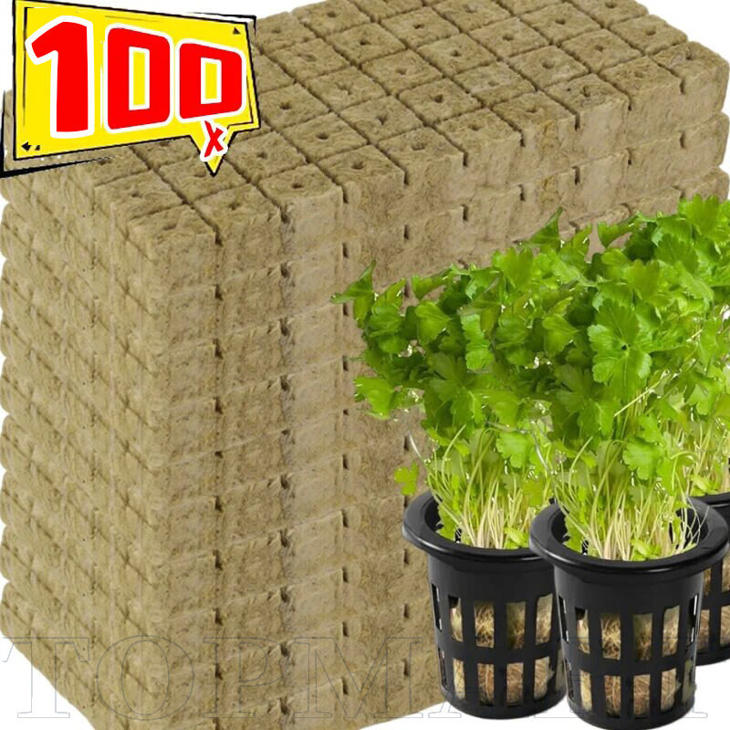 100 ชิ้น Professional Rockwool Slabs 27.5x13.9 ซม.-Soilless Growing Medium พร้อม Strong Moisture Retention, เหมาะสําหรับการขยายพันธุ์พืชและปลูก