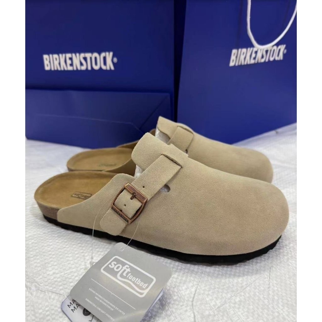 ❤️พร้อมส่ง & พรี❤️BIRKENSTOCK Men/Women Classic Cork ข้าวขาว Anti-Fur Slipper Sandals