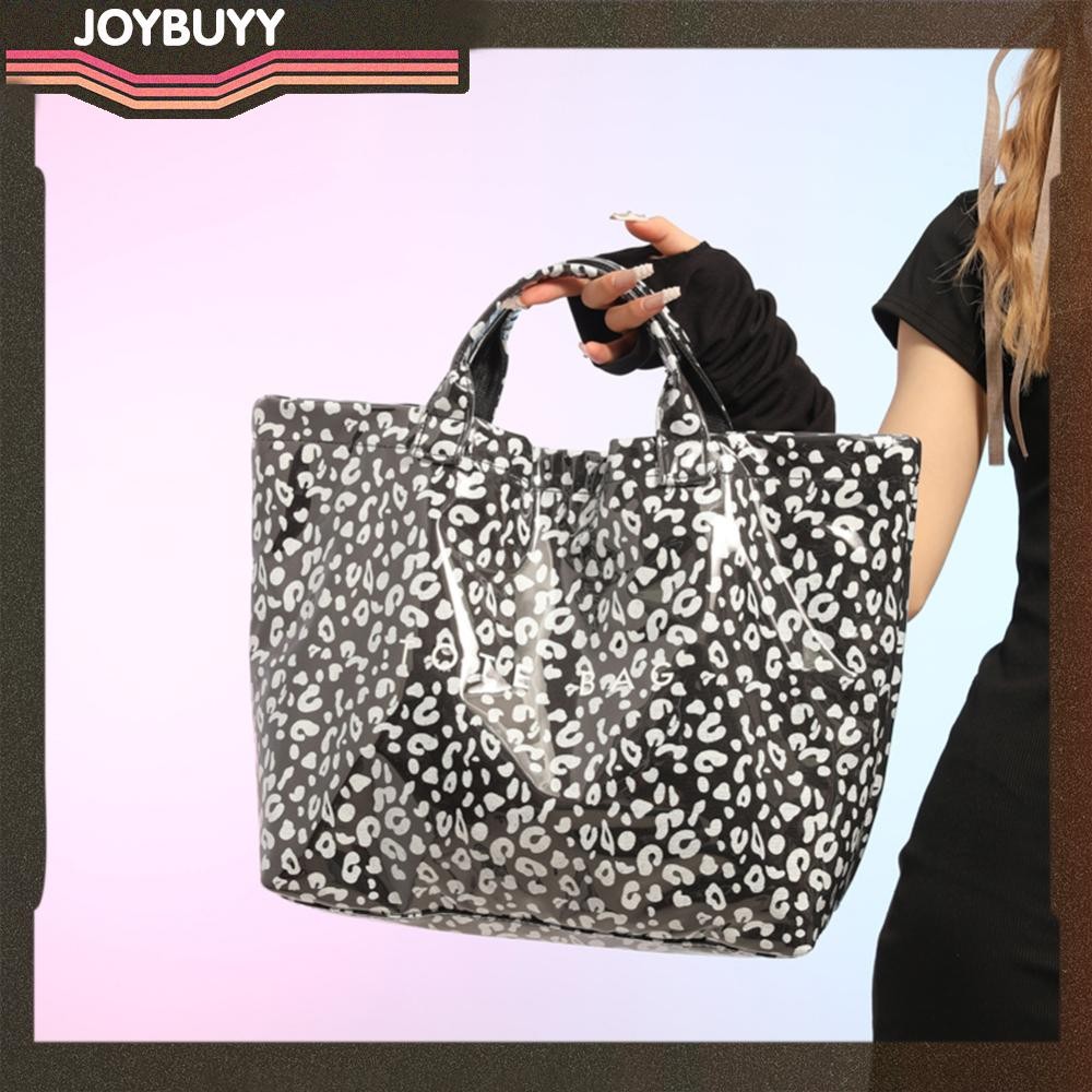 กระเป๋าถือดีไซเนอร์พิมพ์ลายเสือดาวความจุขนาดใหญ่สไตล์ Commuting Bag Tote Handbag