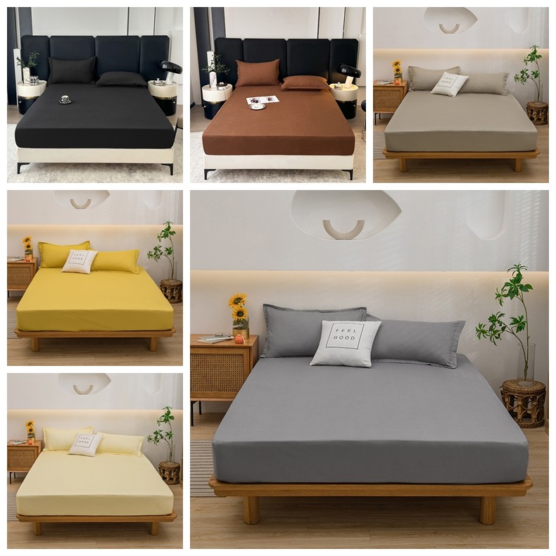 สีทึบ ผ้าปูที่นอน ผ้าปู 6ฟุต/5ฟุต/3.5ฟุต ผ้าปูรัดมุม bedsheet เทา /เขียว/ขาว/ชมพู - รูปที่ 6