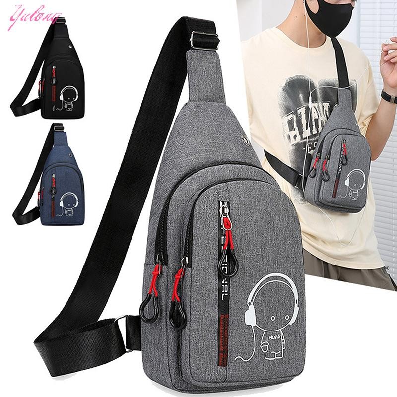 [Yulong] With Night Light MensChest Bag Casual Fashion Shoulder Crossbody Bag Outdoor Small Backpack TH