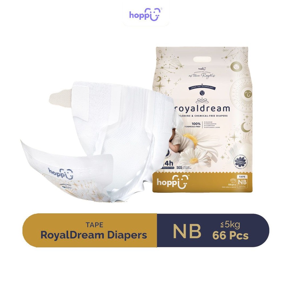 เทปพันผ้าอ้อม Hoppi Royal Dream NB (66 แพ็ค)