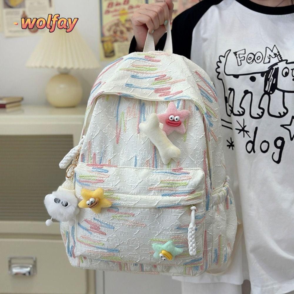 Wolfay กระเป๋านักเรียน, กระเป๋าเป้สะพายหลังความจุขนาดใหญ่น้ําหนักเบาพิเศษ, กระเป๋าเป้เดินทางไนลอนเรียบง่าย