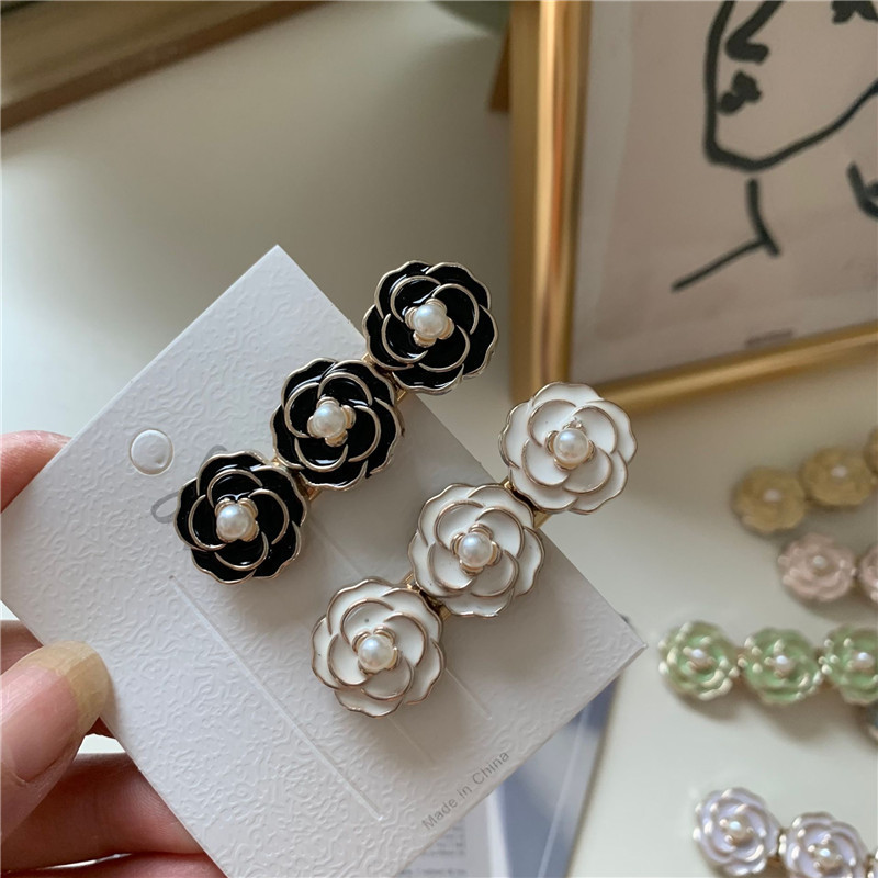 เครื่องประดับผม Retro Pearl Camellia กิ๊บติดผม Bangs คลิป Influencer อุปกรณ์เสริมผม Classy All-Match Duckbill คลิปคลิป