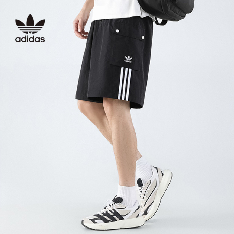 Adidas 100% Original ปักโลโก้กรีฑา Big Pocket Cargo Shorts กางเกงสําหรับผู้ชาย